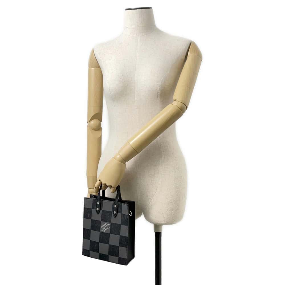 LOUIS VUITTON Sac Plat Noir N60479 damier checkerboard Size XS
