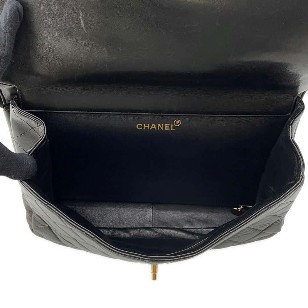 CHANEL Matelasse Double Face ChainShoulder Bag Black Lambskin Size 30