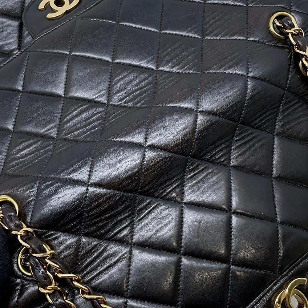 CHANEL Matelasse Double Face ChainShoulder Bag Black Lambskin Size 30