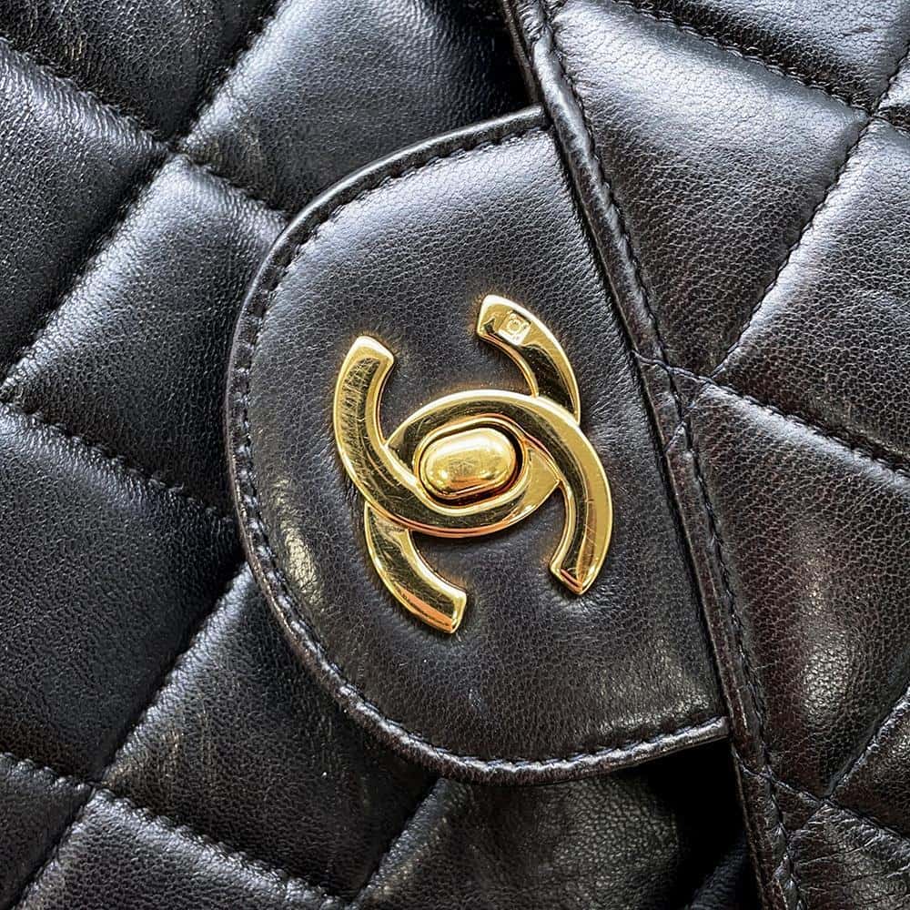 CHANEL Matelasse Double Face ChainShoulder Bag Black Lambskin Size 30