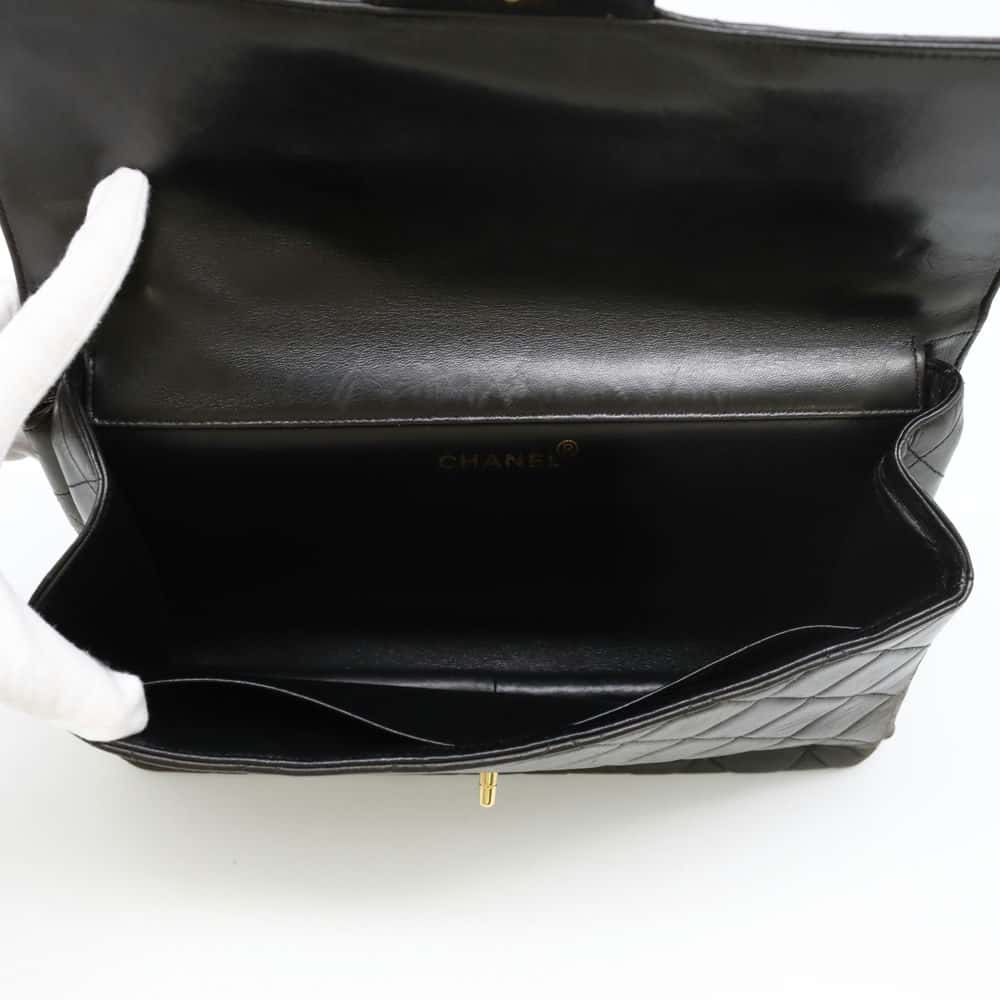 CHANEL Matelasse Double Face ChainShoulder Bag Black Lambskin Size 30