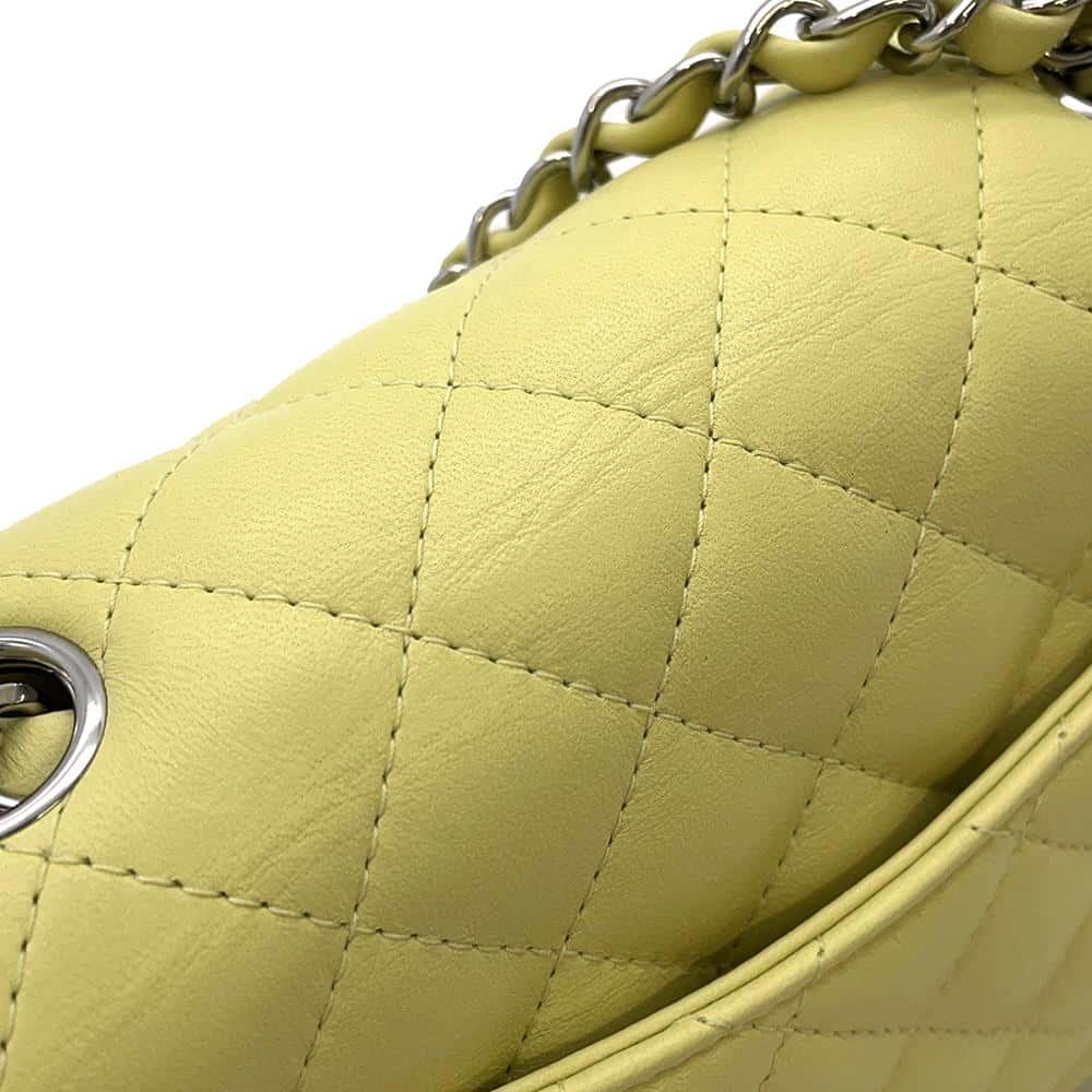 CHANEL Mini Matelasse ChainShoulder Bag Yellow Lambskin Size 16