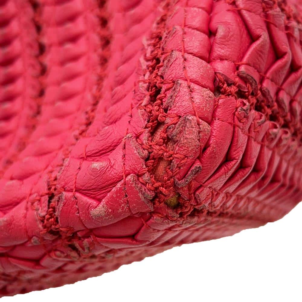 CHANEL ChainShoulder Bag Red Leather Size 16