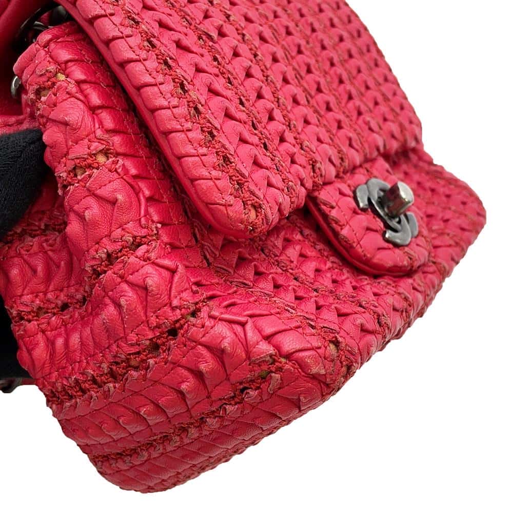 CHANEL ChainShoulder Bag Red Leather Size 16
