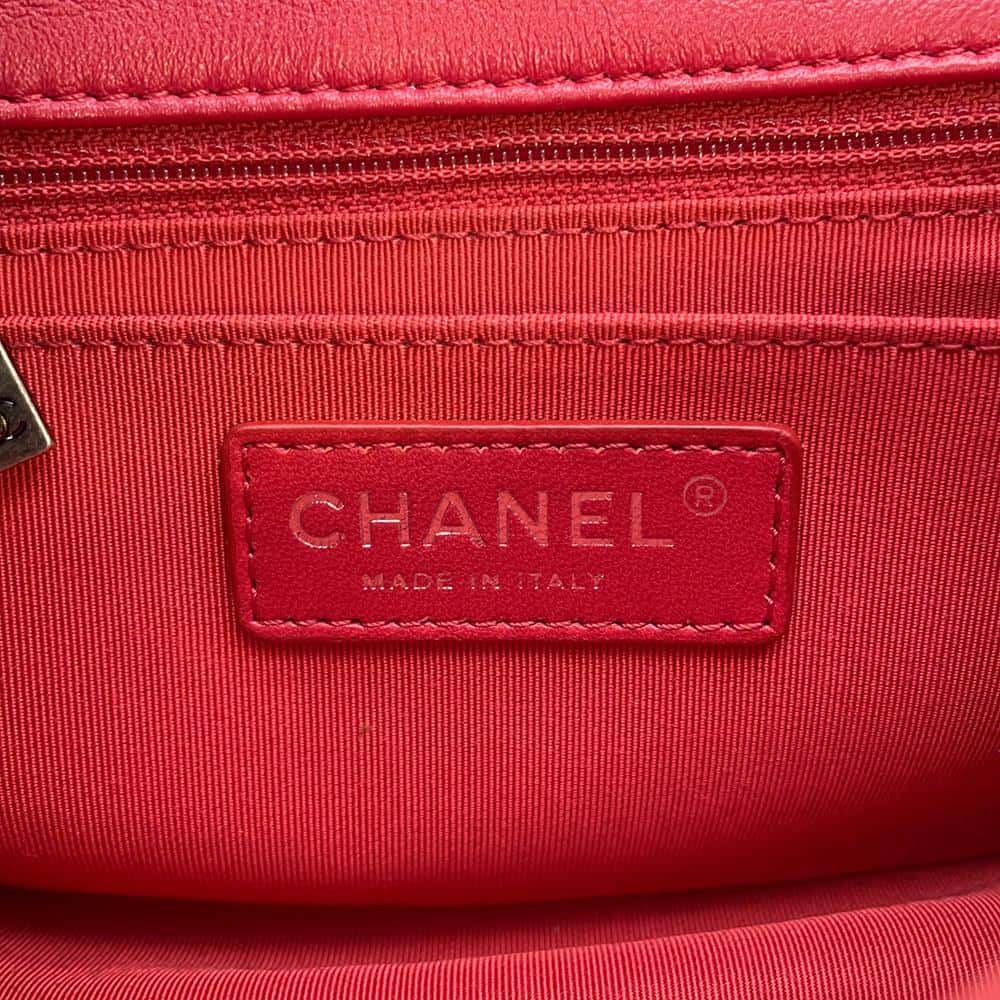 CHANEL ChainShoulder Bag Red Leather Size 16