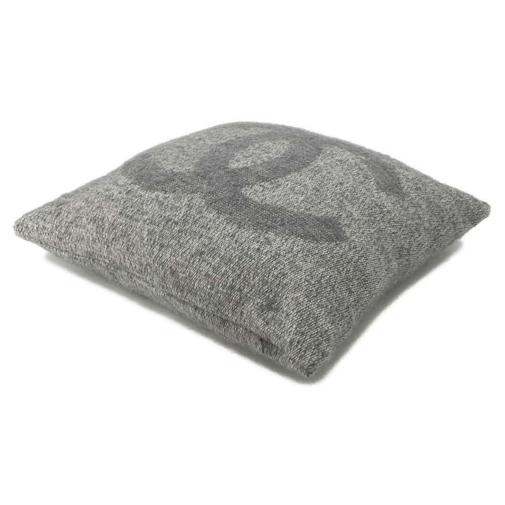 CHANEL CC Logo Cushion Gray Cashmere94% Silk6%