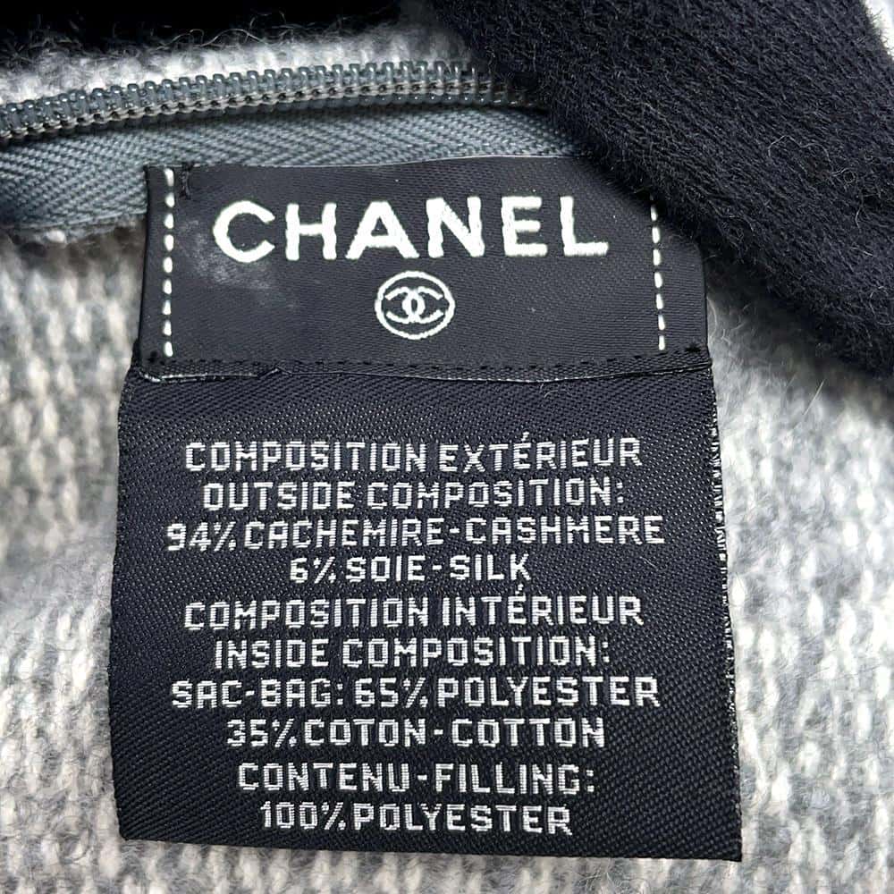 CHANEL CC Logo Cushion Gray Cashmere94% Silk6%