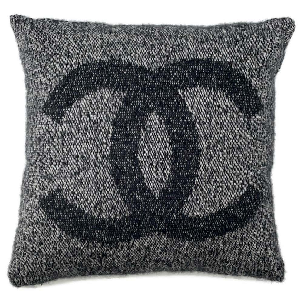 CHANEL CC Logo Cushion Black Cashmere94% Silk6%
