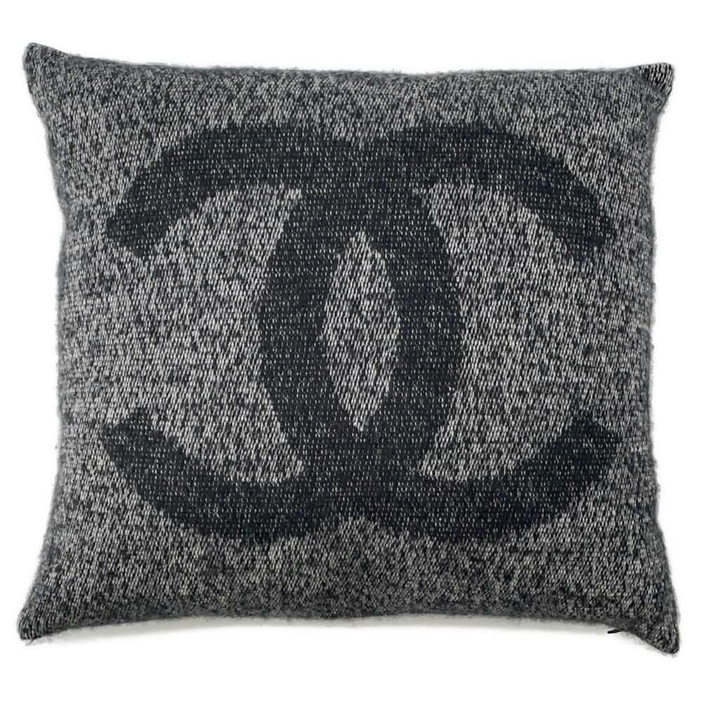 CHANEL CC Logo Cushion Black Cashmere94% Silk6%