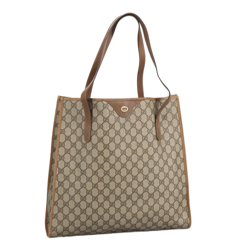 GUCCI GG Supreme Tote Bag PVC Leather Beige Gold 40 02 998 97520