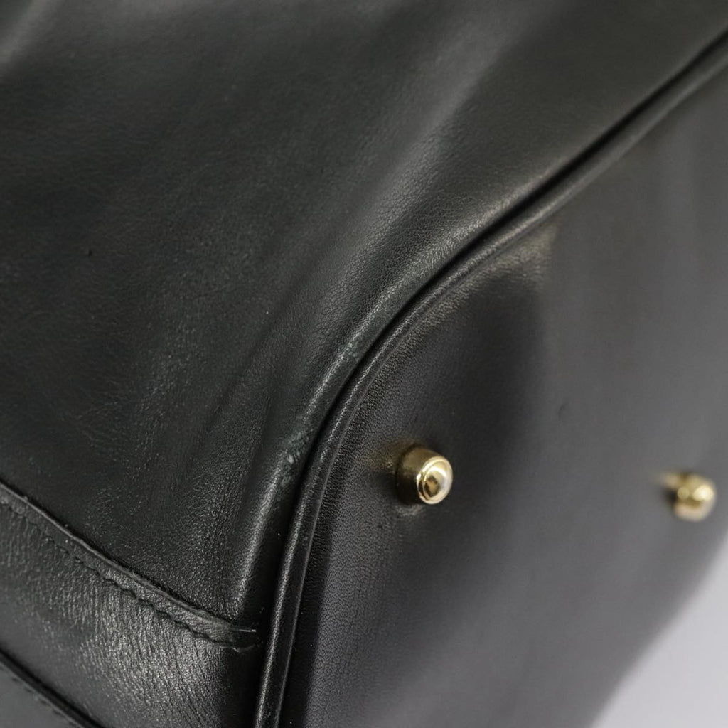 GUCCI Bamboo Hand Bag Leather 2way Black Gold 001 2855 1657 0 97521
