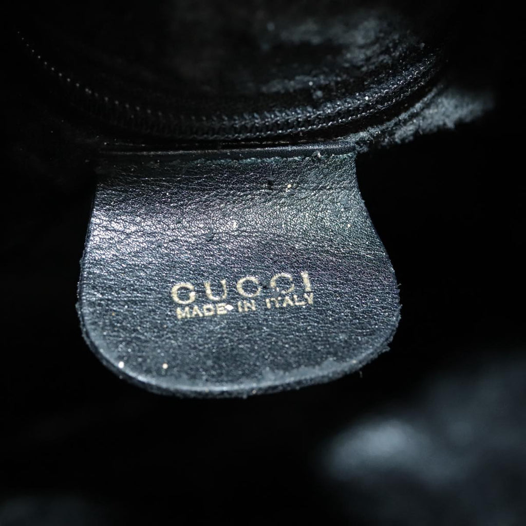 GUCCI Bamboo Hand Bag Leather 2way Black Gold 001 2855 1657 0 97521