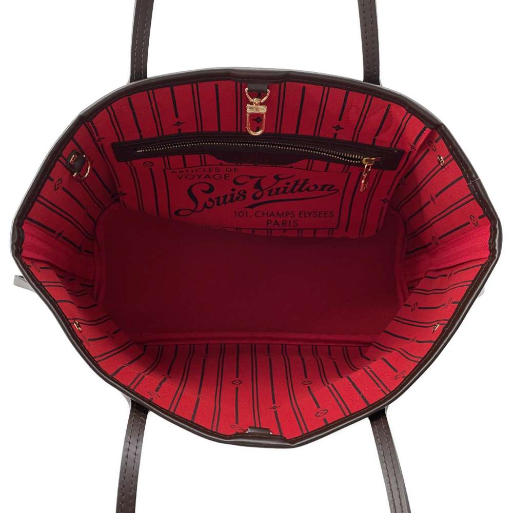 LOUIS VUITTON Neverfull Red N51109 Damier Ebene Canvas Size PM