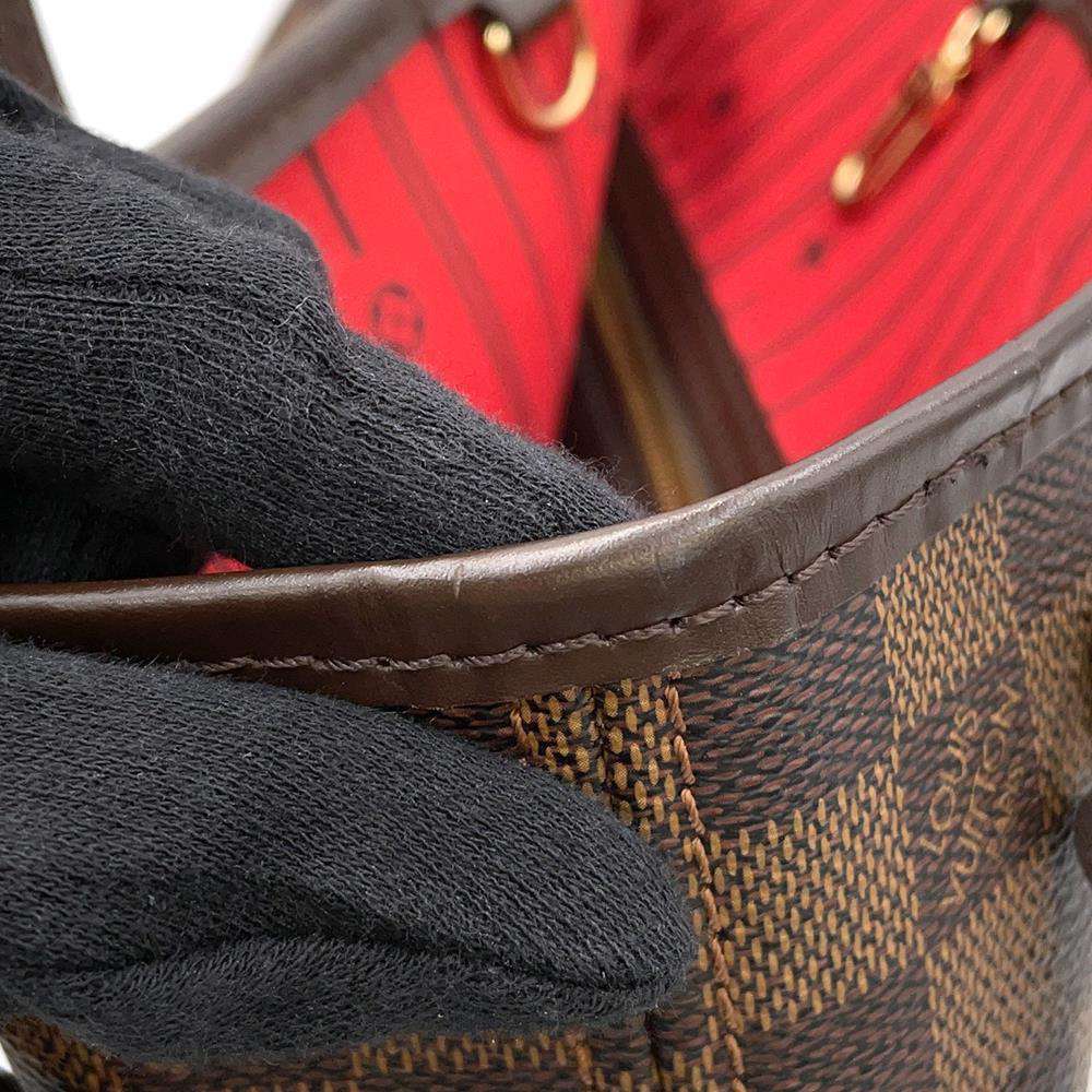 LOUIS VUITTON Neverfull Red N51109 Damier Ebene Canvas Size PM