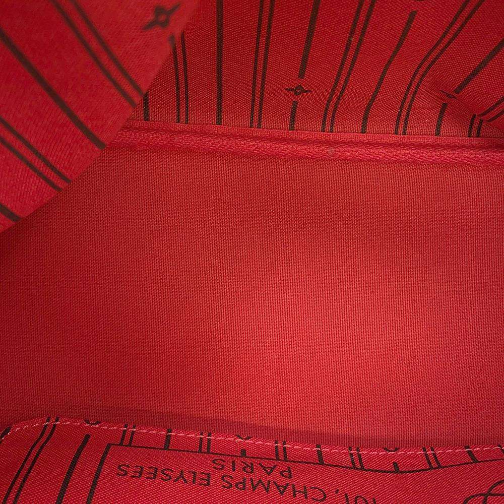 LOUIS VUITTON Neverfull Red N51109 Damier Ebene Canvas Size PM