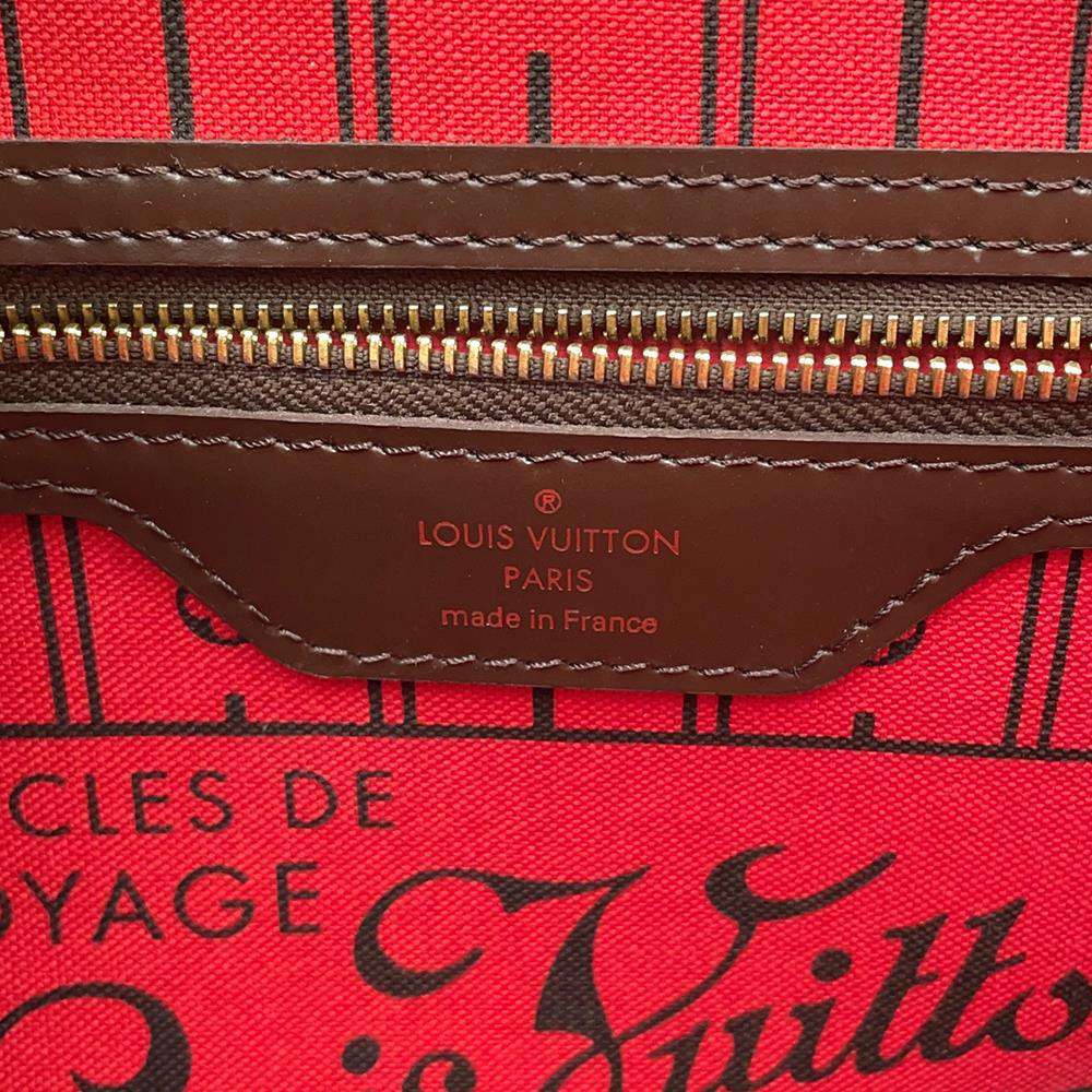 LOUIS VUITTON Neverfull Red N51109 Damier Ebene Canvas Size PM