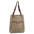 GUCCI GG Supreme Web Sherry Line Tote Bag PVC Leather Beige 89 02 003 97523