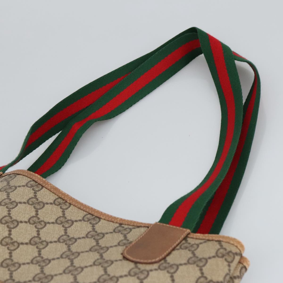 GUCCI GG Supreme Web Sherry Line Tote Bag PVC Leather Beige 89 02 003 97523