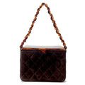 CHANEL Vanity Bag Plastic Chain Brown Suede Plastic