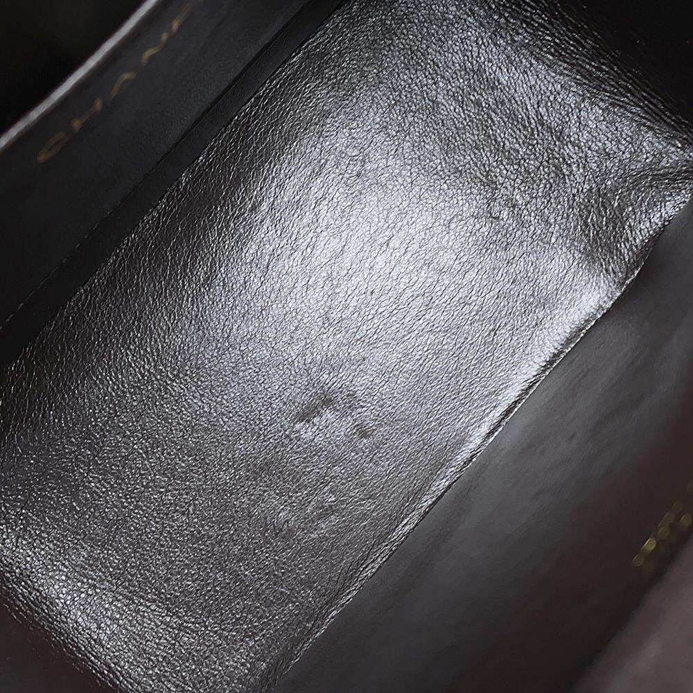 CHANEL Vanity Bag Plastic Chain Brown Suede Plastic