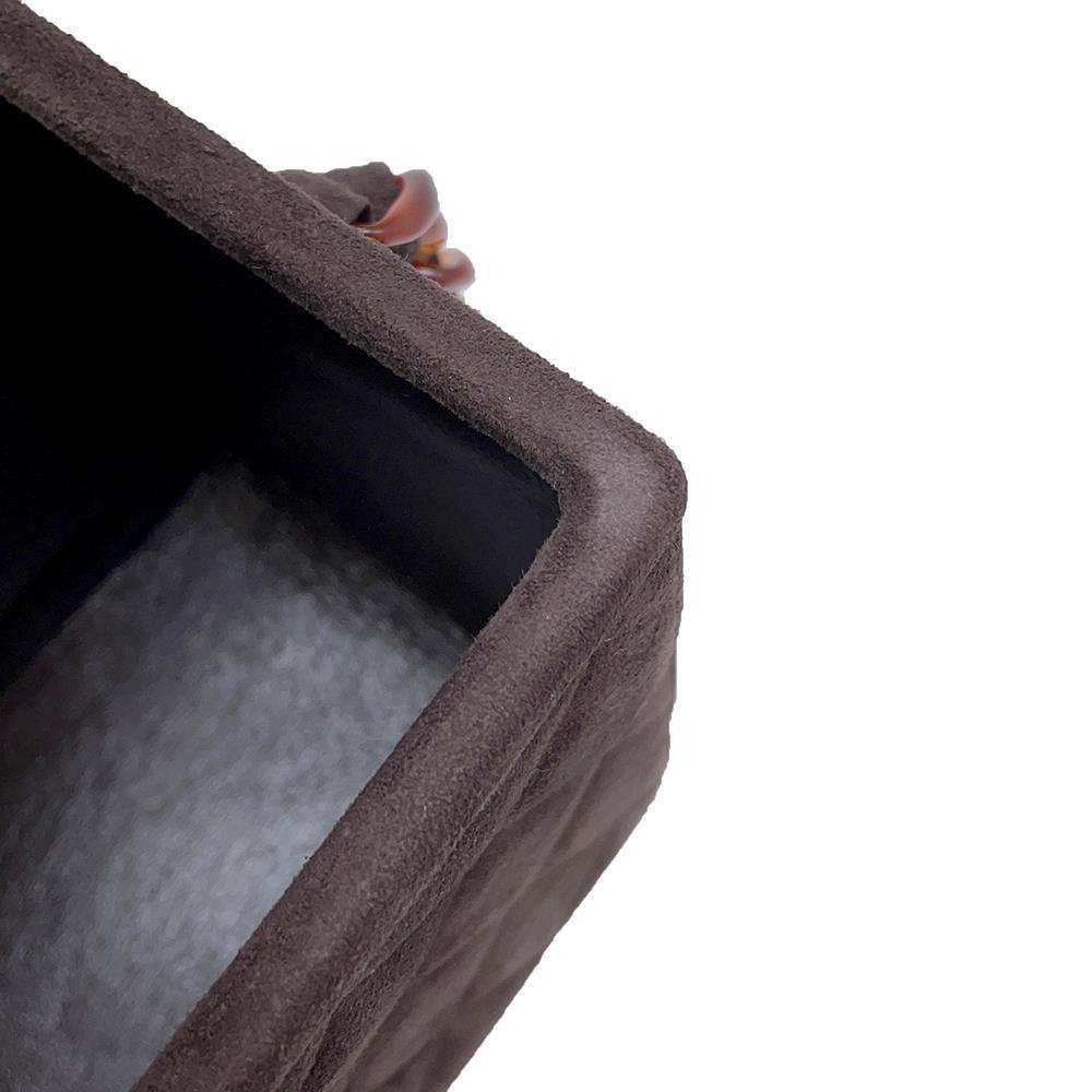 CHANEL Vanity Bag Plastic Chain Brown Suede Plastic