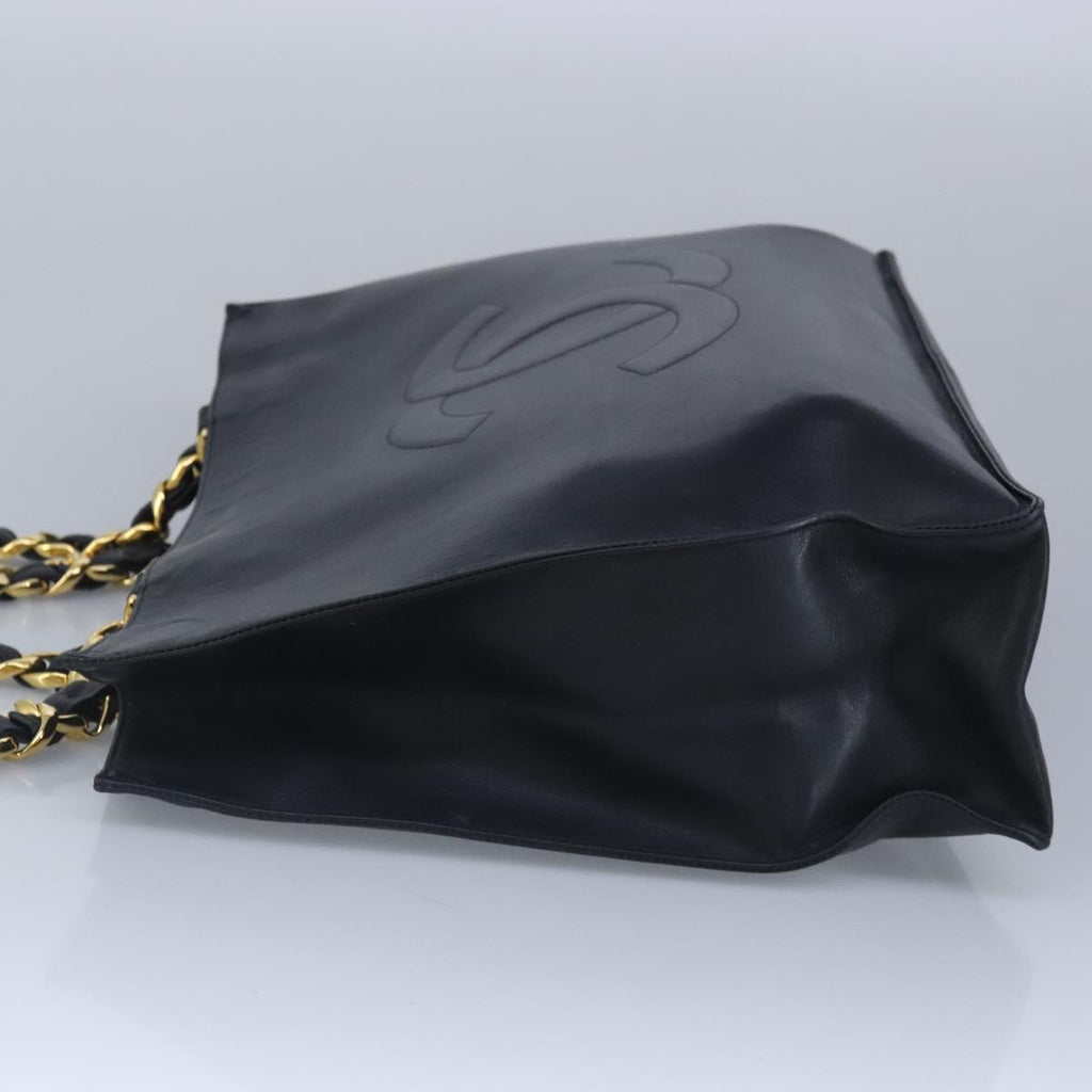 CHANEL COCO Mark Chain Tote Bag Leather Black Gold CC 97552A