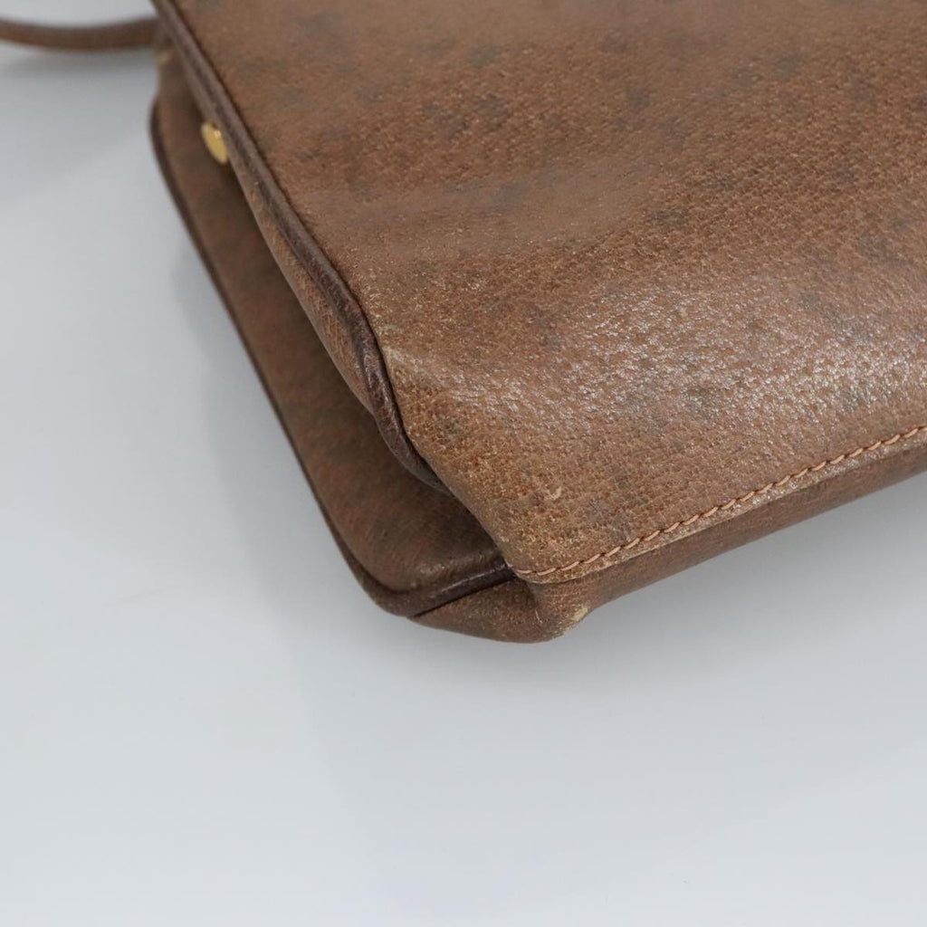 GUCCI Shoulder Bag Leather Brown Gold 97581
