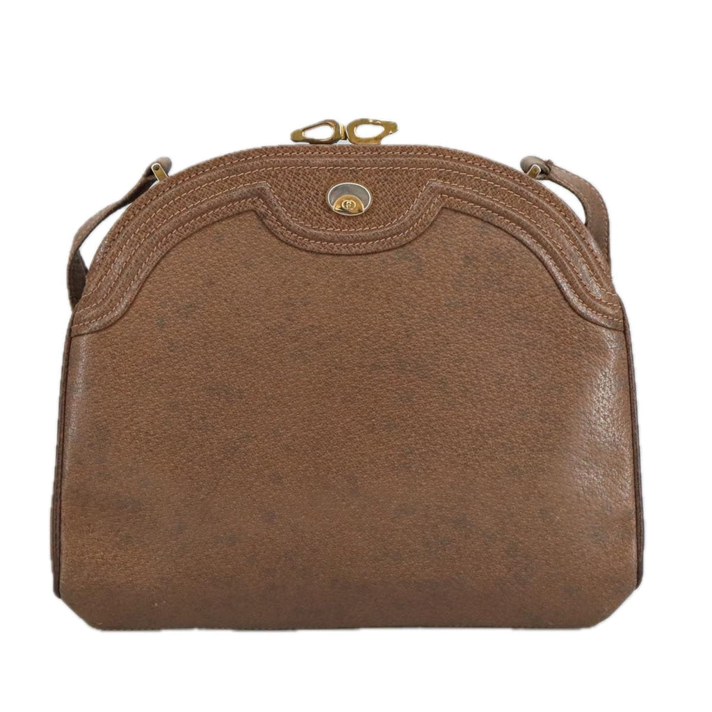GUCCI Shoulder Bag Leather Brown Gold 97581