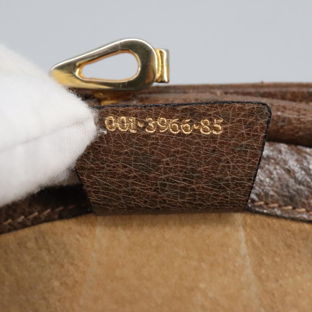 GUCCI Shoulder Bag Leather Brown Gold 97581