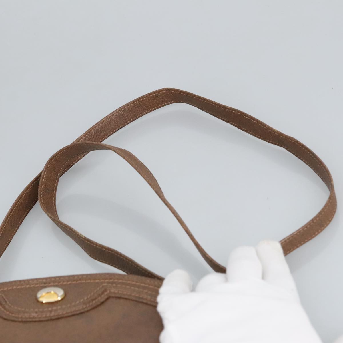 GUCCI Shoulder Bag Leather Brown Gold 97581