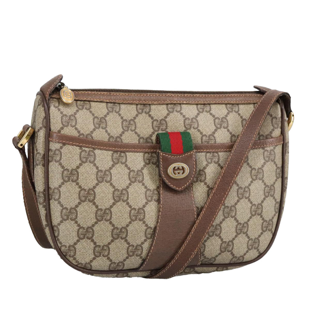 GUCCI GG Supreme Web Sherry Line Shoulder Bag PVC Beige 89 02 032 97594