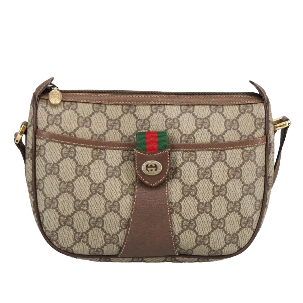 GUCCI GG Supreme Web Sherry Line Shoulder Bag PVC Beige 89 02 032 97594