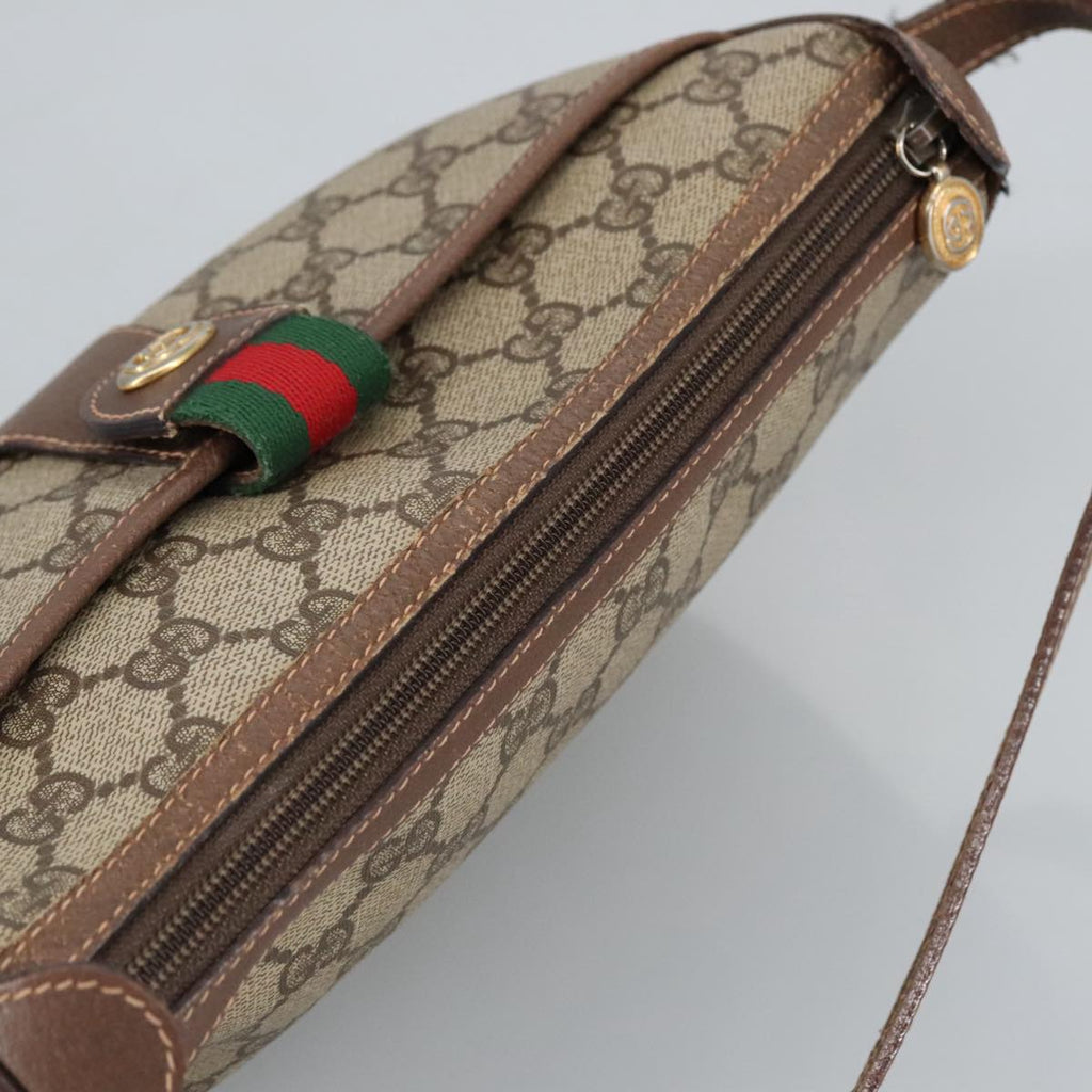 GUCCI GG Supreme Web Sherry Line Shoulder Bag PVC Beige 89 02 032 97594