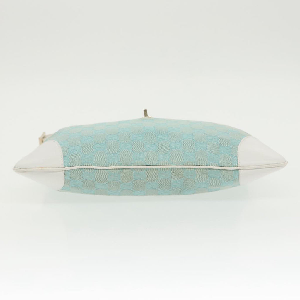 GUCCI Jackie GG Canvas Shoulder Bag Light Blue Gold 001 4057 97615