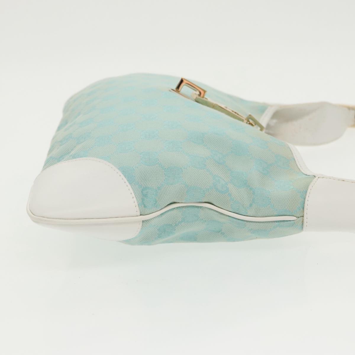 GUCCI Jackie GG Canvas Shoulder Bag Light Blue Gold 001 4057 97615