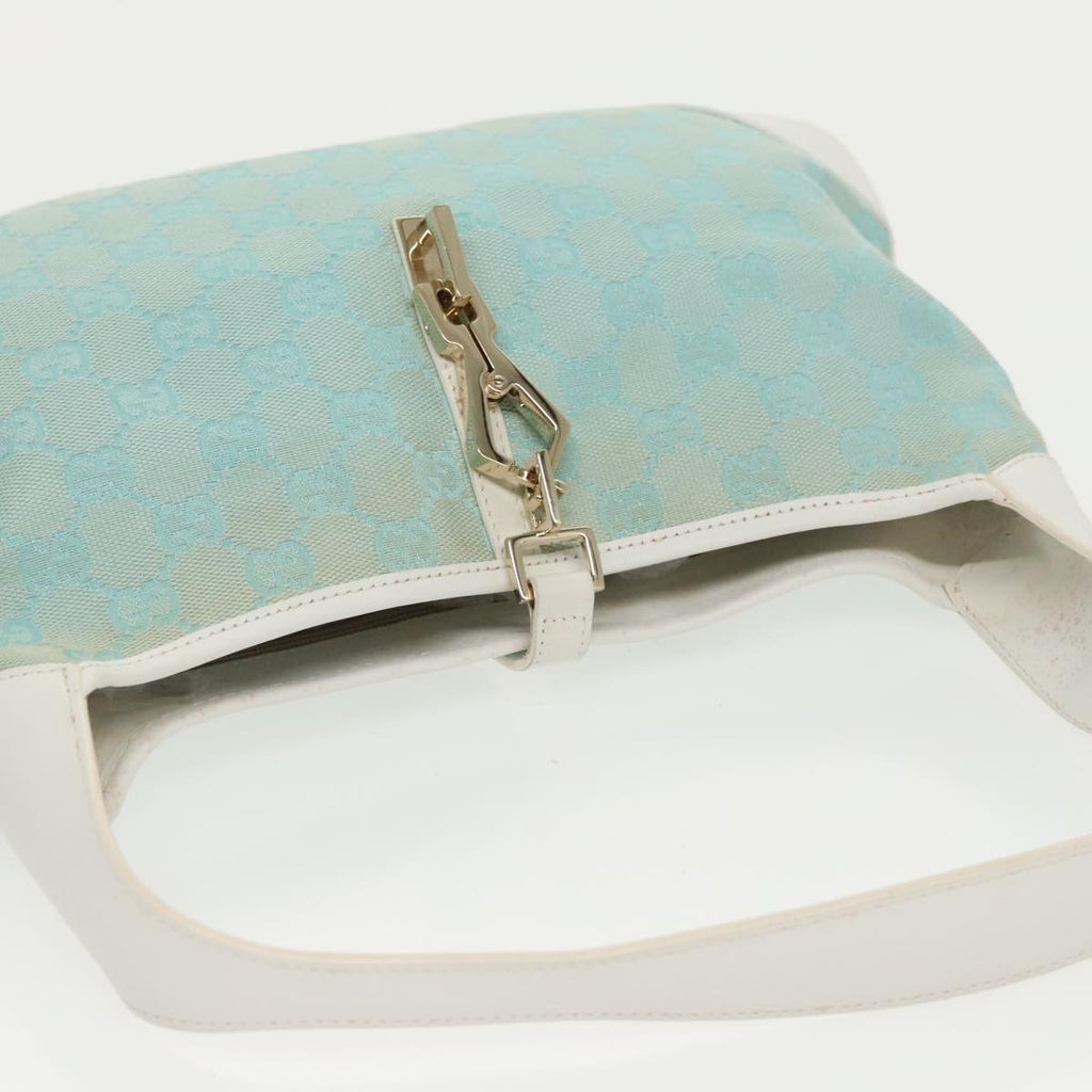 GUCCI Jackie GG Canvas Shoulder Bag Light Blue Gold 001 4057 97615