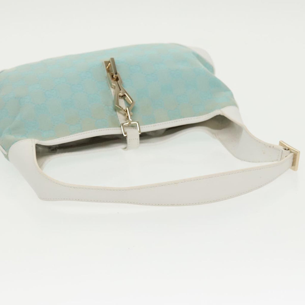 GUCCI Jackie GG Canvas Shoulder Bag Light Blue Gold 001 4057 97615