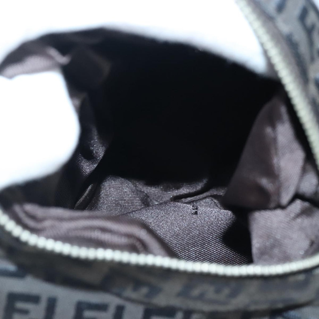 FENDI Zucchino Canvas Shoulder Bag Black Silver 97617