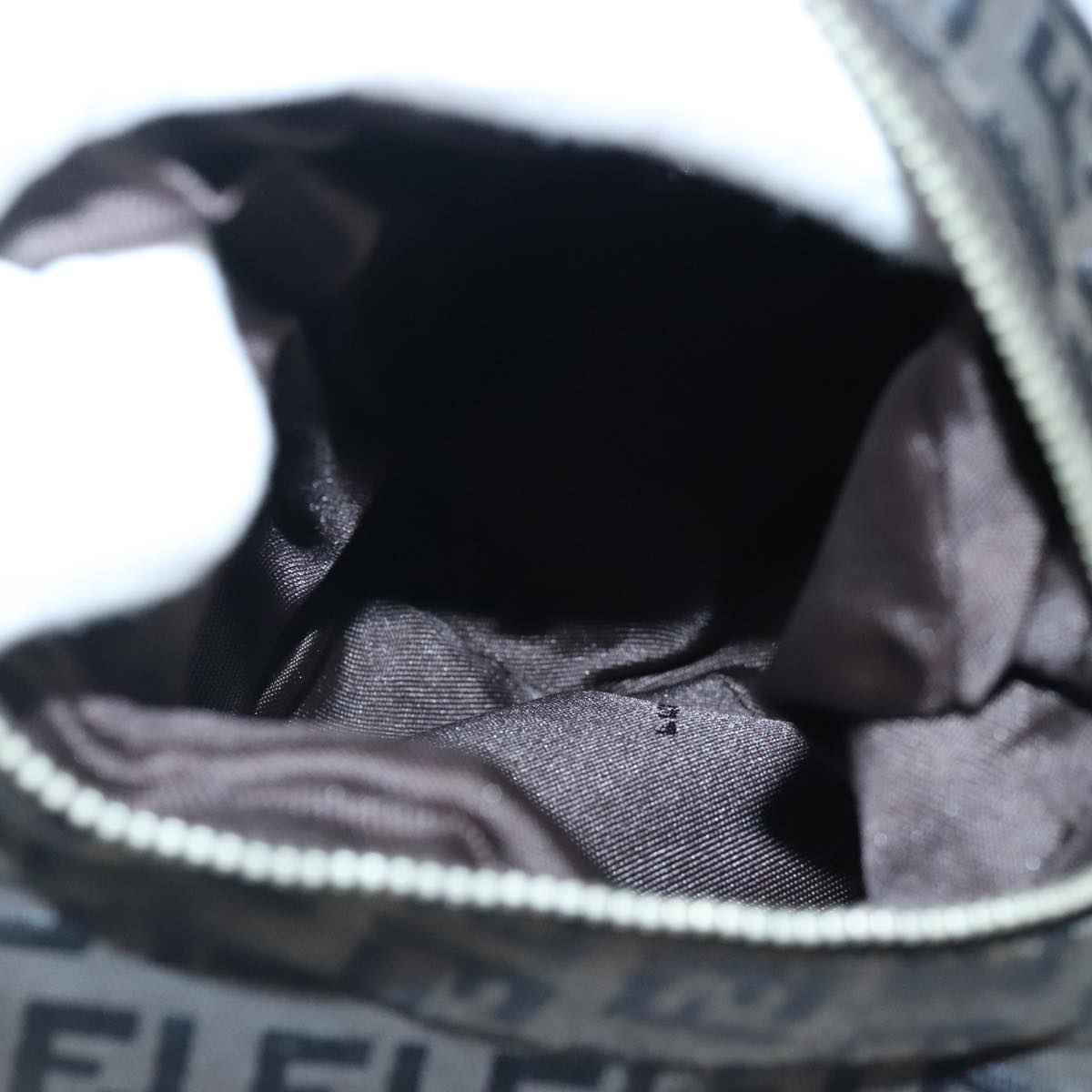 FENDI Zucchino Canvas Shoulder Bag Black Silver 97617