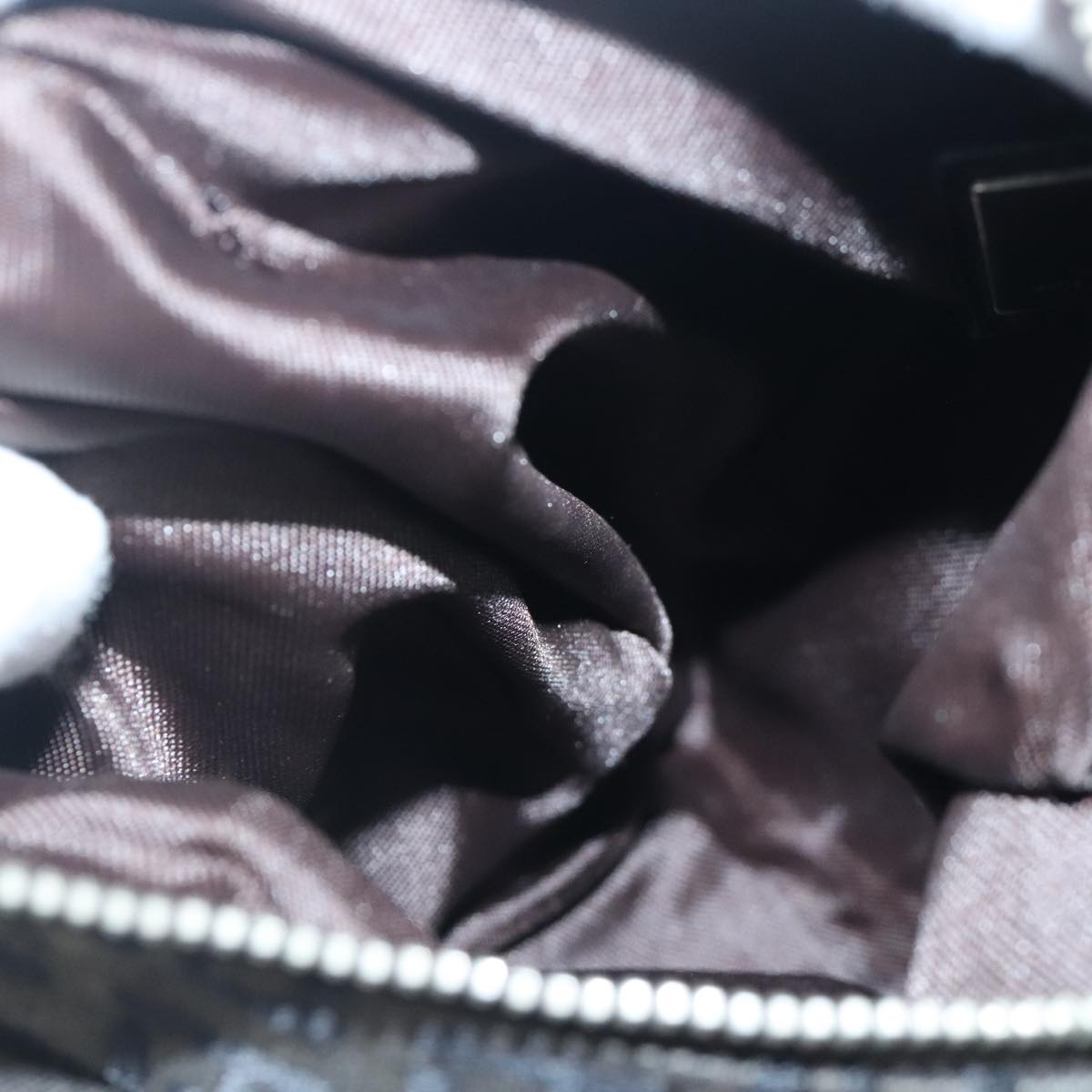 FENDI Zucchino Canvas Shoulder Bag Black Silver 97617