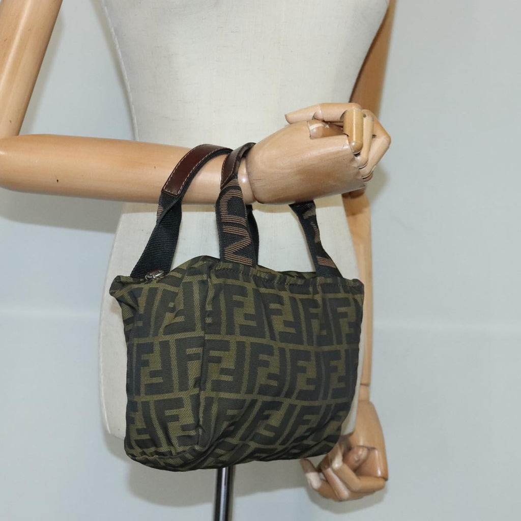 FENDI Zucca Canvas Hand Bag Brown Black 97622