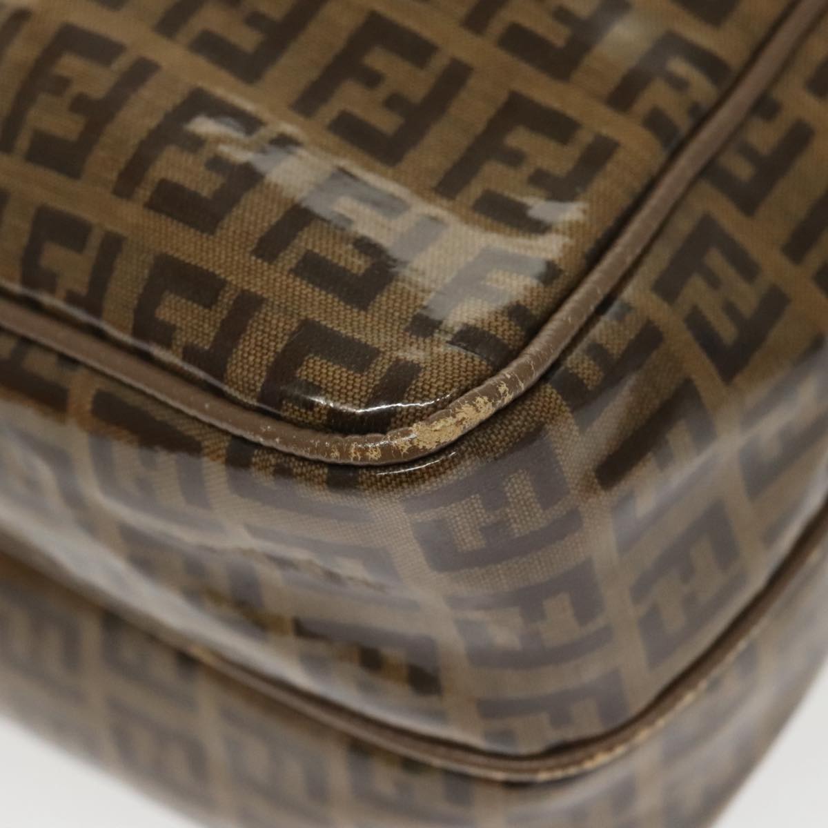 FENDI Zucchino Canvas Shoulder Bag Old Model Beige 97647