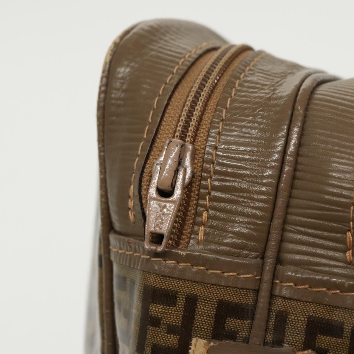 FENDI Zucchino Canvas Shoulder Bag Old Model Beige 97647