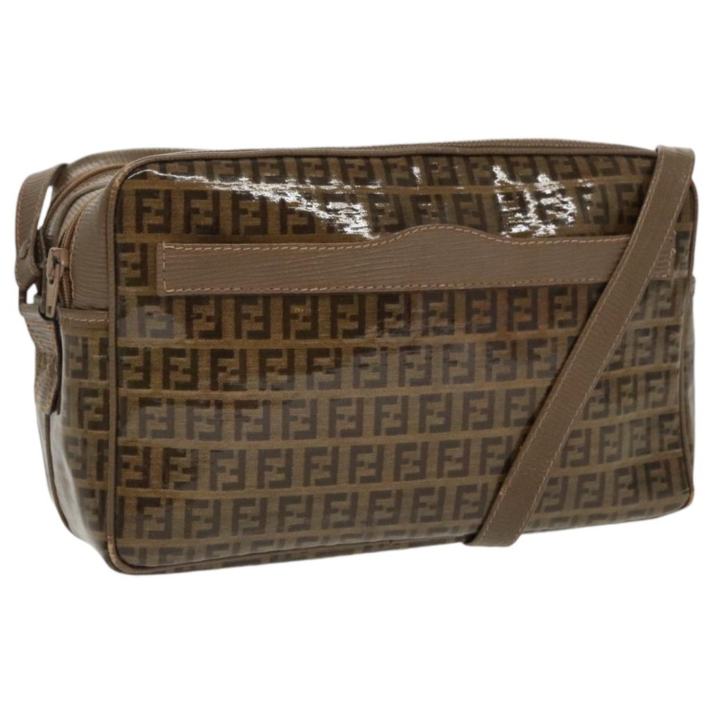 FENDI Zucchino Canvas Shoulder Bag Old Model Beige 97647