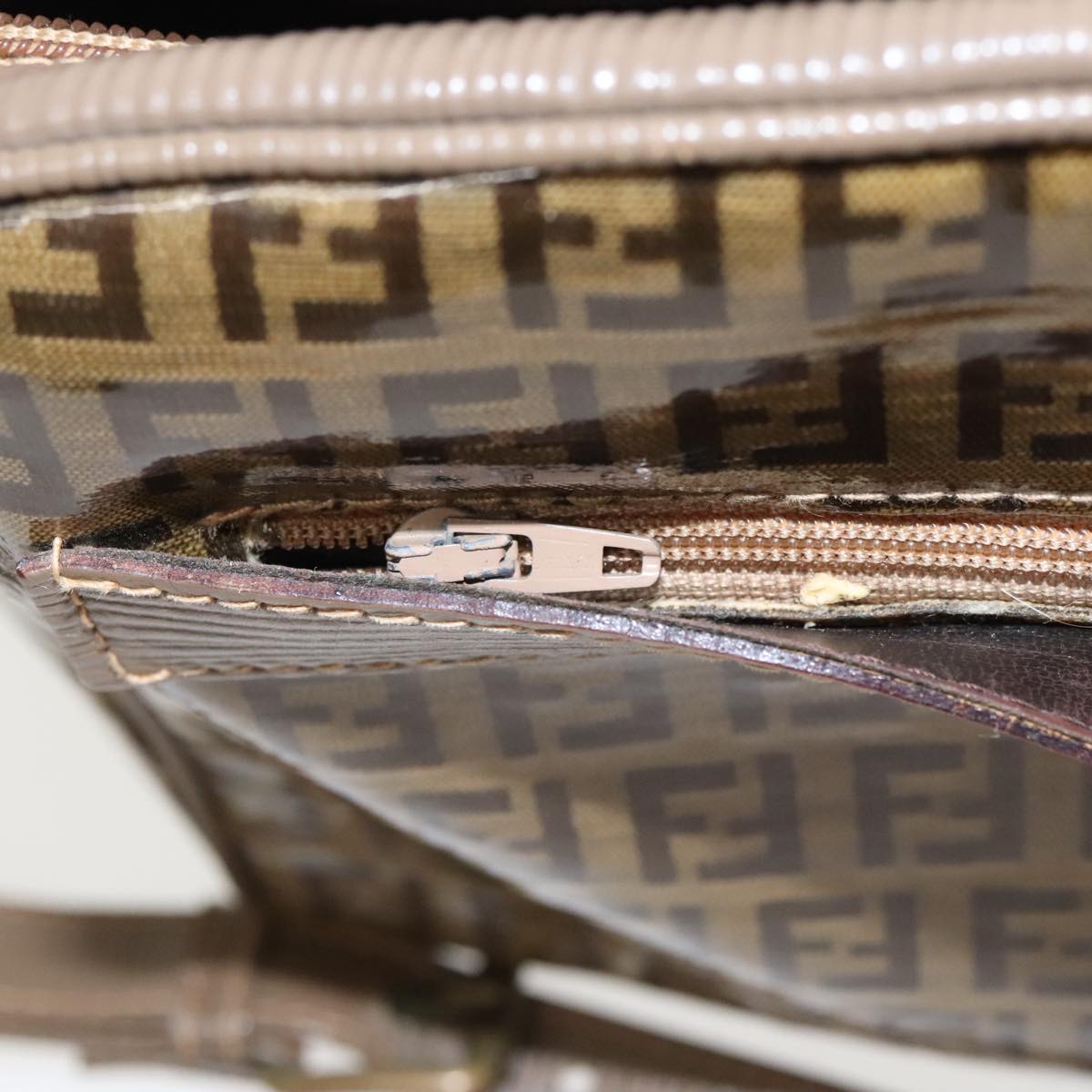 FENDI Zucchino Canvas Shoulder Bag Old Model Beige 97647