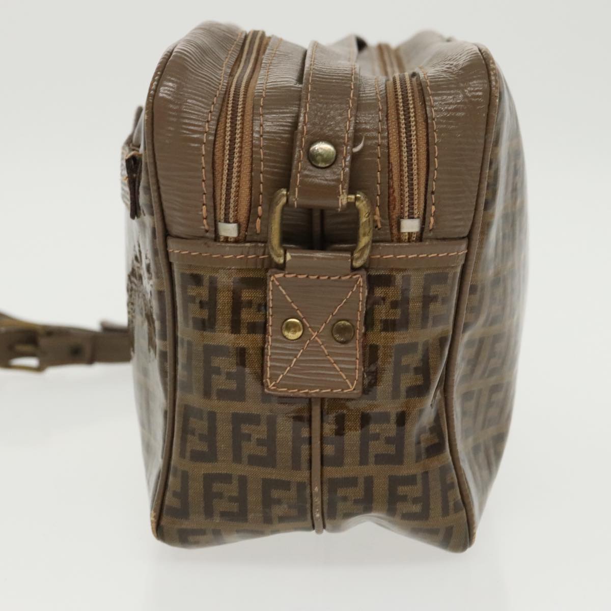 FENDI Zucchino Canvas Shoulder Bag Old Model Beige 97647