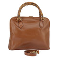 GUCCI Bamboo Hand Bag Leather 2way Brown Gold 97683