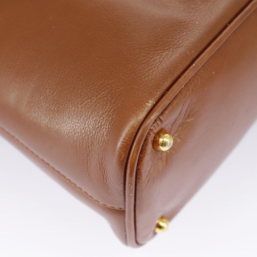 GUCCI Bamboo Hand Bag Leather 2way Brown Gold 97683