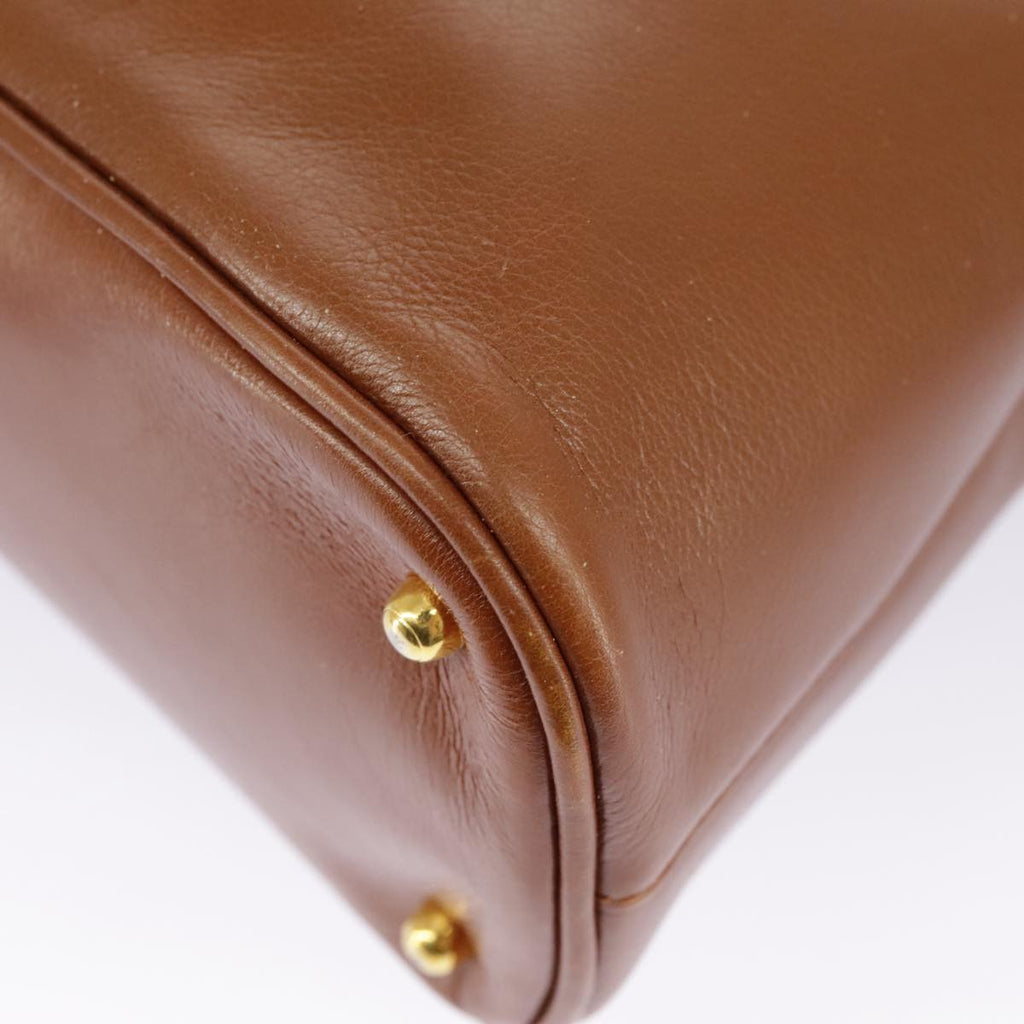 GUCCI Bamboo Hand Bag Leather 2way Brown Gold 97683