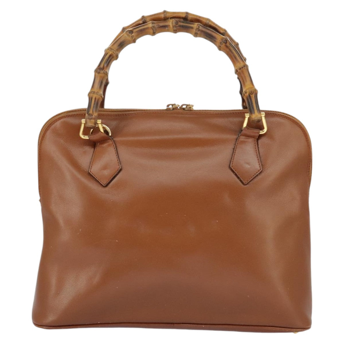 GUCCI Bamboo Hand Bag Leather 2way Brown Gold 97683